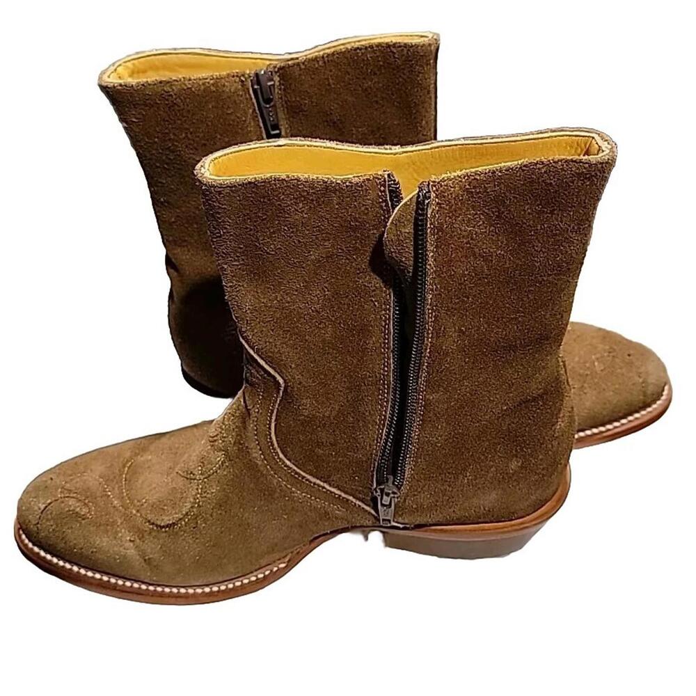 Charlotte Stone Tessi Ankle Tobacco Suede 10 Embroidered Western Boots NEW